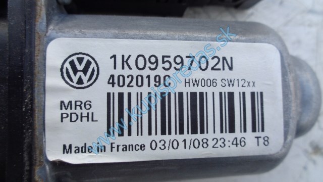 pravý predný motorček sťahovania okna na vw volkswagen golf 5, 1K0959702N